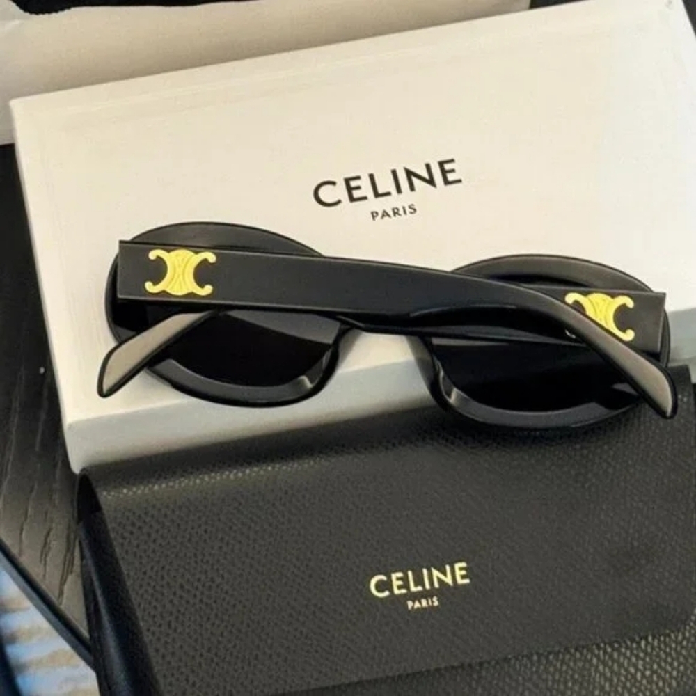 Celine Triomphe Oval Black Sunglasses - Picture 5 of 6